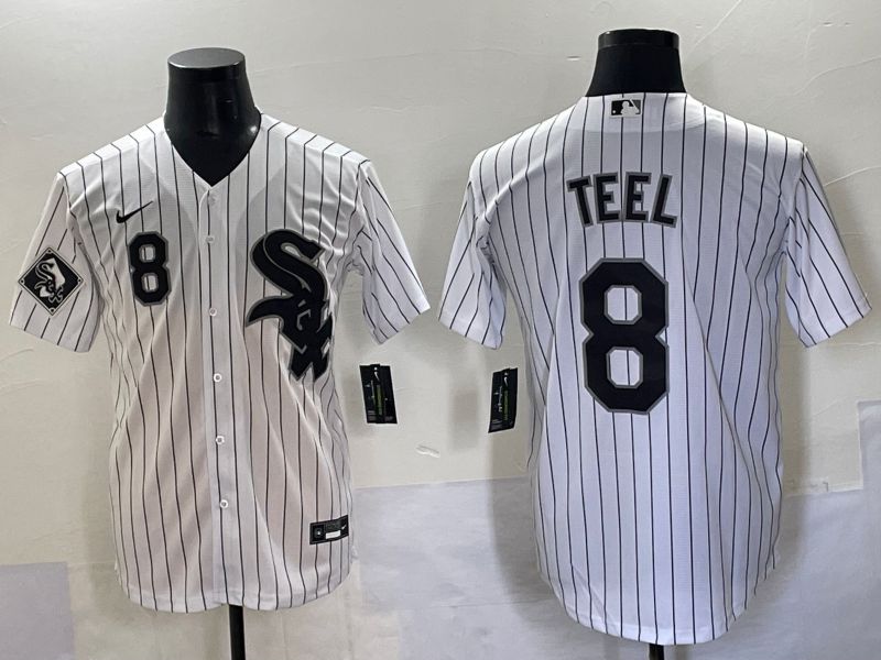 Men 2025 Chicago White Sox #8 Teel White Stripe Game Nike MLB Jersey style 10